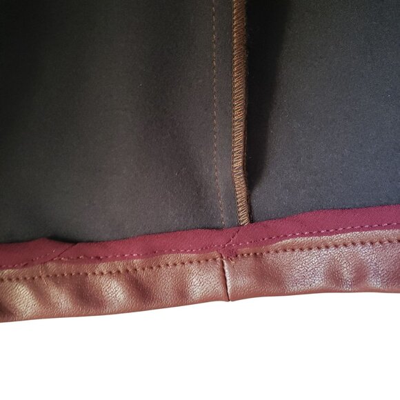 NEW Lapointe Stretch Faux Leather Mahogany Brown Button Front Collar Mini Dress - Picture 11 of 15